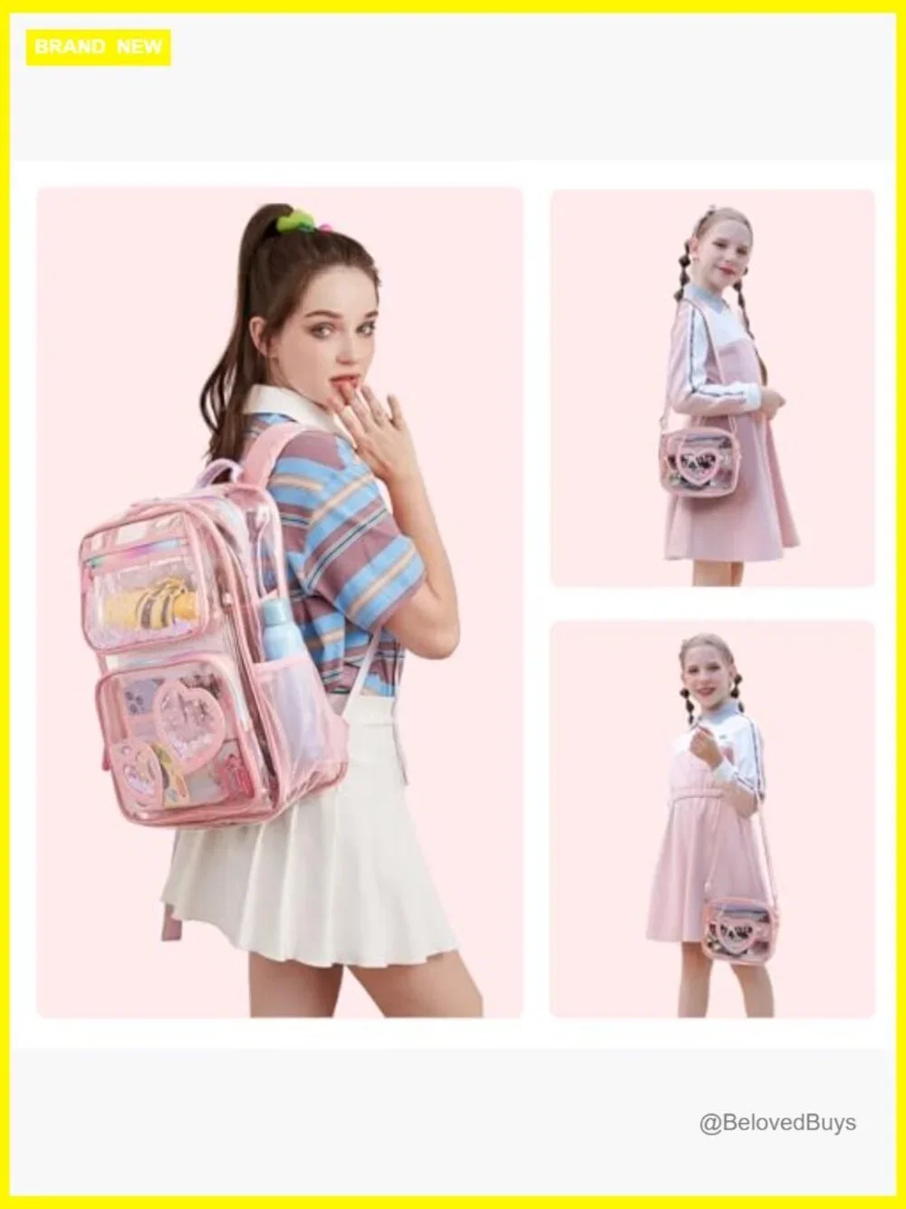 Clear Backpack for Girls, Heavy Duty See Through Daypack, Stadium Approved